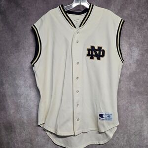 Rare Vintage 90s Champion Authentic Notre Dame 7 Baseball Game Jersey 46 L
